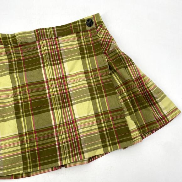 Urban outfitters green plaid pleated mini skirt - Picture 2 of 5